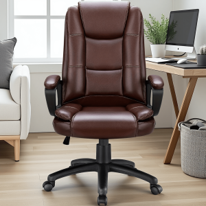 Big & Tall High Back Executive Office Chair - Brown Leather
